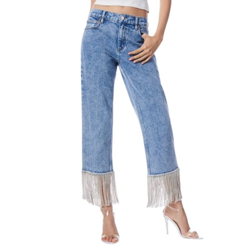 Alice + Olivia - AMAZING CRYSTAL EMBELLISHED HEM JEAN